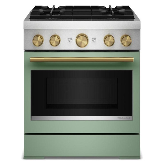 Kitchenaid® Cuisinière bicombustible de style commercial à 4 brûleurs avec mode de friture à air sans préchauffage de 30 po KFDS930SDC