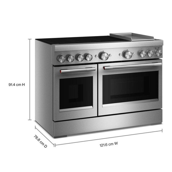 Cuisinière à induction non encastrée de style commercial à 6 éléments avec plaque chauffante KitchenAid® de 48 po KFID948SSS