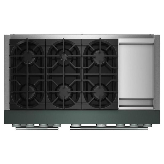 Table de cuisson bicombustible à 6 brûleurs avec plaque chauffante KitchenAid® de 48 po KFDD948SJP