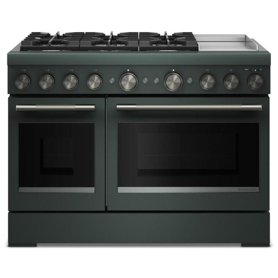 Table de cuisson bicombustible à 6 brûleurs avec plaque chauffante KitchenAid® de 48 po KFDD948SJP