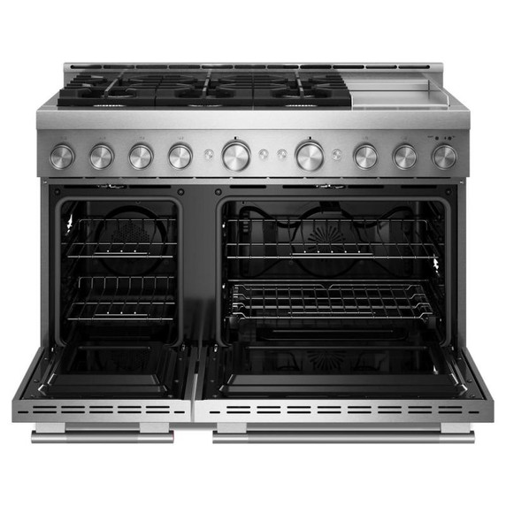 Table de cuisson commerciale au gaz à 6 brûleurs avec plaque chauffante  KitchenAid® de 48 po KFGD948SSS