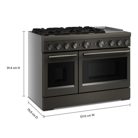Table de cuisson bicombustible à 6 brûleurs avec plaque chauffante  KitchenAid® de 48 po KFDD948SBE
