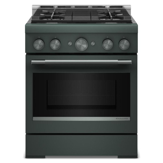 Cuisinière au gaz de style commercial à 4 brûleurs avec mode de friture à air sans préchauffage KitchenAid® de 30 po KFGS930SJP