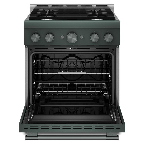 Cuisinière au gaz de style commercial à 4 brûleurs avec mode de friture à air sans préchauffage KitchenAid® de 30 po KFGS930SJP