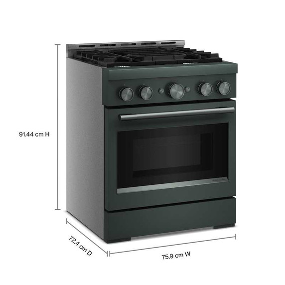 Cuisinière au gaz de style commercial à 4 brûleurs avec mode de friture à air sans préchauffage KitchenAid® de 30 po KFGS930SJP