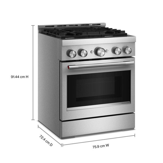 Cuisinière au gaz de style commercial à 4 brûleurs avec mode de friture à air sans préchauffage KitchenAid® de 30 po KFGS930SSS