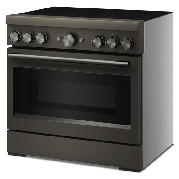Cuisinière à induction non encastrée de style commercial à 6 éléments avec friture à air KitchenAid® de 36 po KFIS936SBE