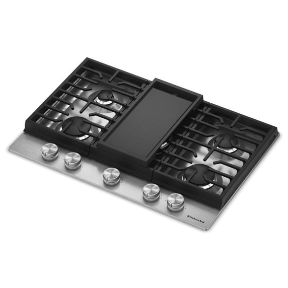 Kitchenaid® Table de cuisson au gaz à surface en métal avec grille pour wok intégrée et fini CookShield™ KCGK730SSS