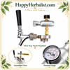 Mini Keg / Growler Beer Spear shown with Pressure regulator . HappyHerbalist.com est 1997 Shop Now 