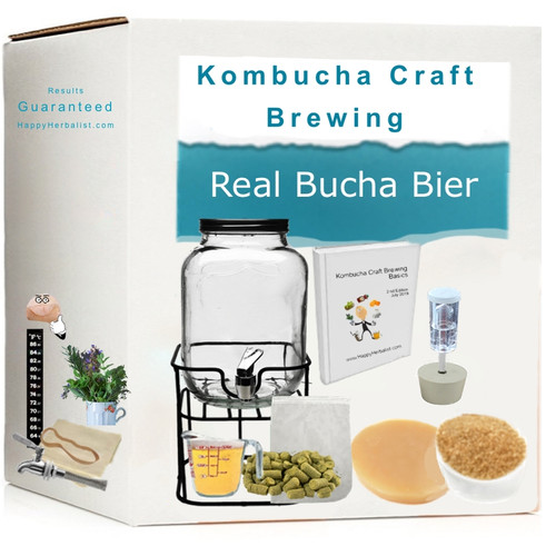 Kombucha Beer. Kombucha Craft Brew Complete Essential  Kit. 1 Gallon Glass Brewer. 3 Recipes. Make Kombucha Tea or Craft Kombucha Beer. All the essentials including free brewing guide with full support. HappyHerbalist online since 1997