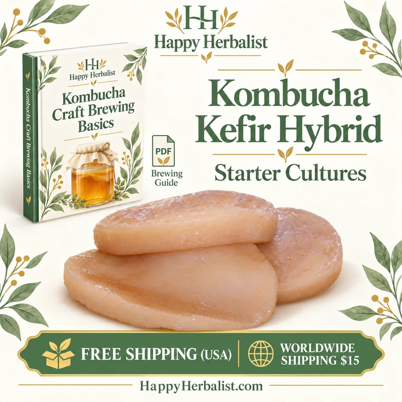 Kombucha-Kefir Hybrid Mushroom SCOBY Starter Culture. HappyHerbalist created this special culture from research showing that breeding a kombucha with the specific lactobacillus bacteria from kefir helped reduce cancer. Online since 1997