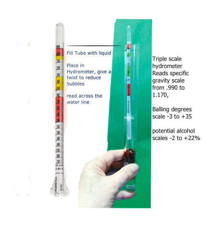 Triple Scale Hydrometer + Measuring Jar