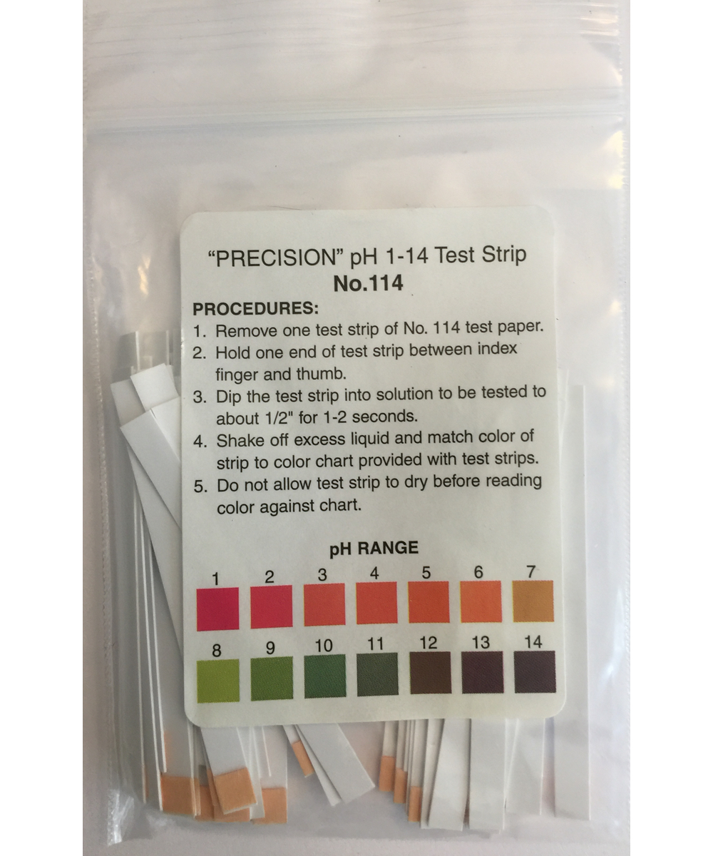 pH 1-14 Test Strip (Single Pad)  Precision Laboratories Test Strips