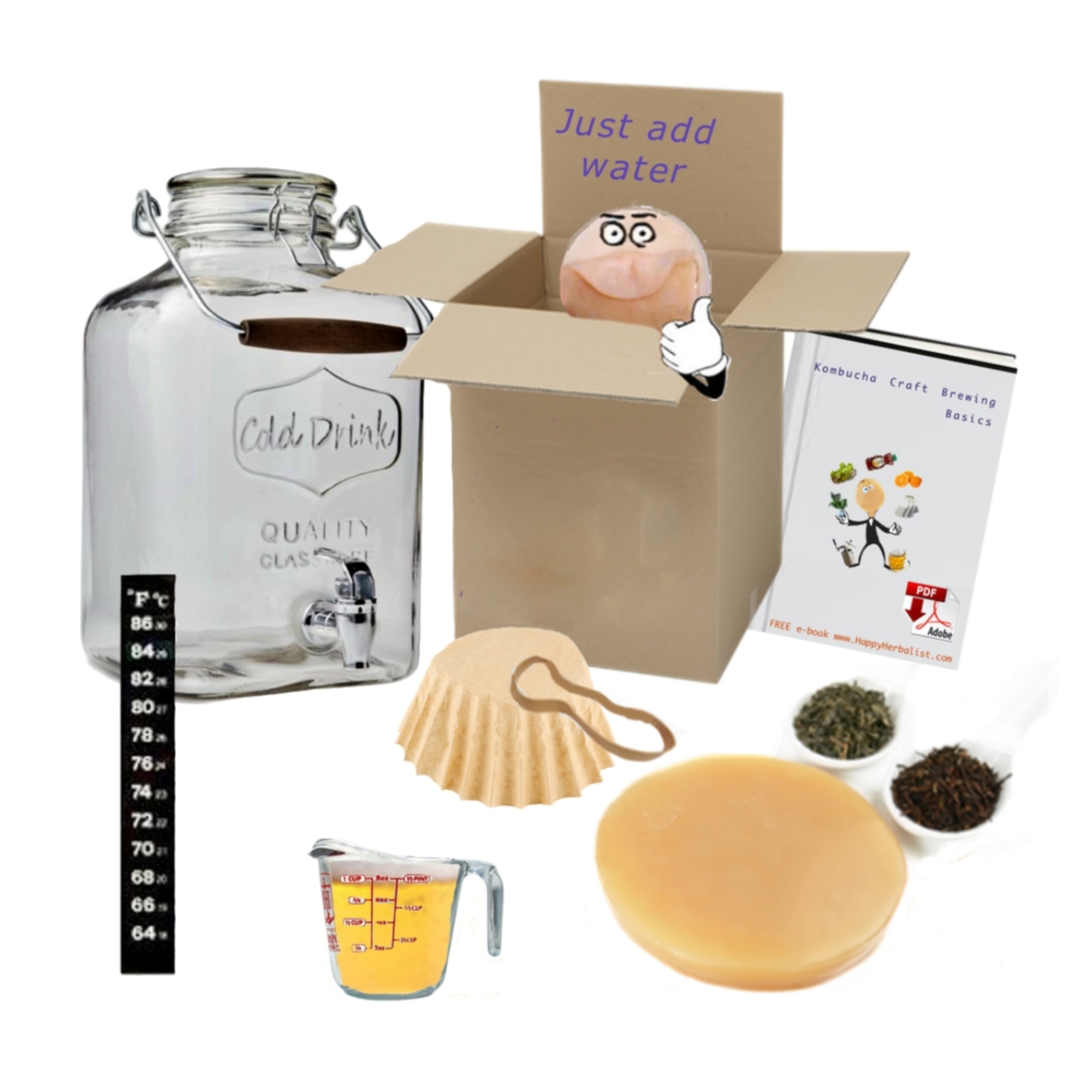 Complete Kombucha Continuous Brewing Kit. 2 Gallon with spigot