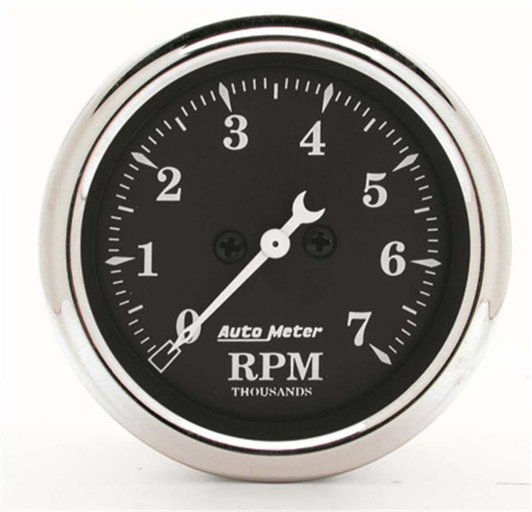 Gauge Tachometer 2 1/16i n 7k RPM In-Dash Black B (ATM1797)