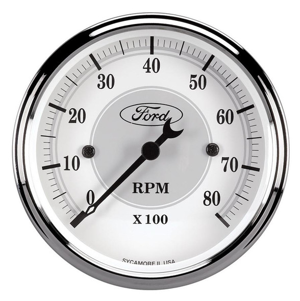Ford Racing Tach - 3-1/8 In-Dach - White Face (ATM880088)