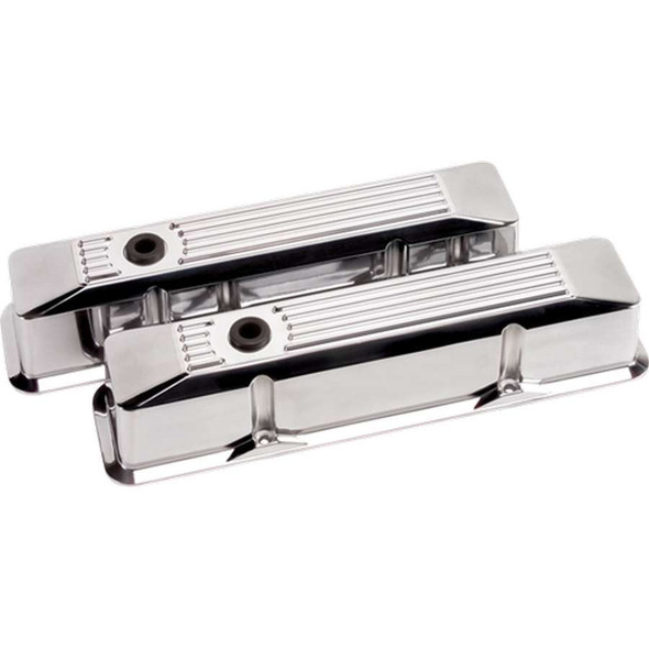 Valve Covers SBC Ribbed Polished Tall (BSP95620)