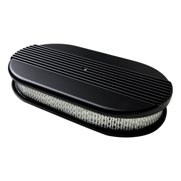 Air Cleaner Large Oval Ribbed Black (BSPBLK15640)