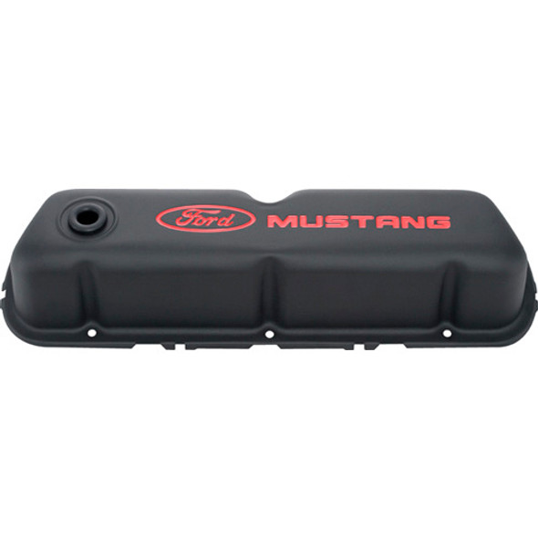 Black Steel Valve Cover Set w/Mustang Logo (FRD302-101)