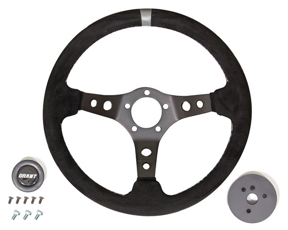 Suede Racing Steering Wheel w/Center Marker (GRT694)