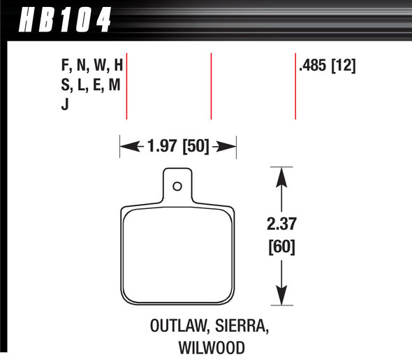 Brake Pad Set-Race DR97 Wilwood Dynalite Single (HAWHB104J485)