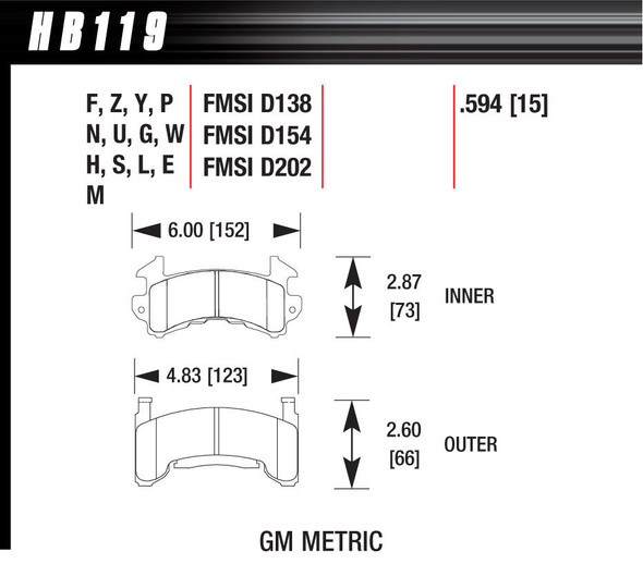 Performance Street Brake Pads (4) (HAWHB119F594)