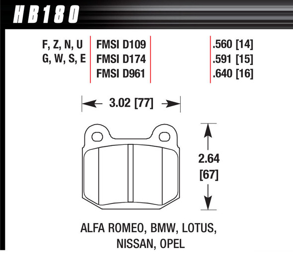 Performance Street Brake Pads (4) (HAWHB180F560)