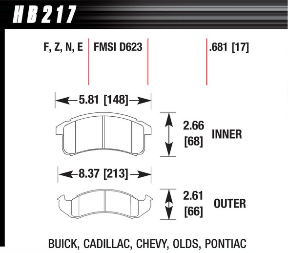 Performance Street Brake Pads (4) (HAWHB217F681)