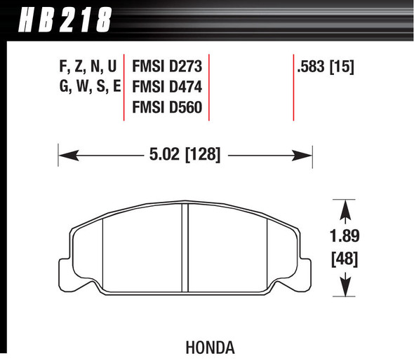 Brake Pad Front Honda Blue Compound (HAWHB218E583)