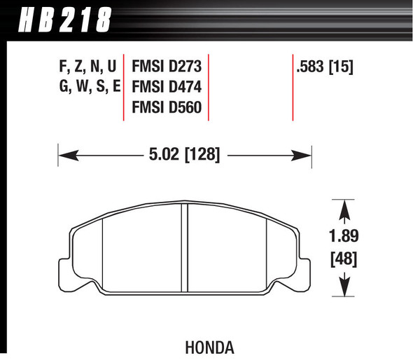 Performance Street Brake Pads (4) (HAWHB218N583)