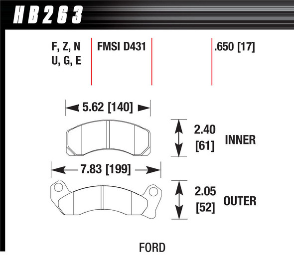 Performance Street Brake Pads (4) (HAWHB263F650)