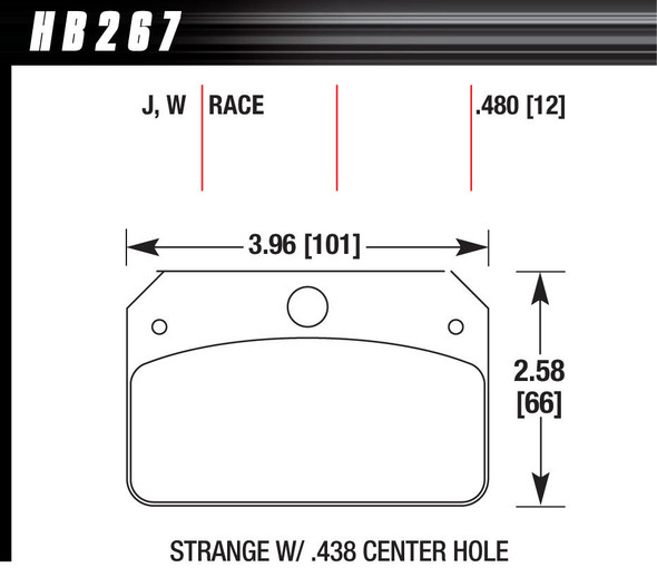 Brake Pads Rear Strange w/.437 Center Hole DR-97 (HAWHB267J480)