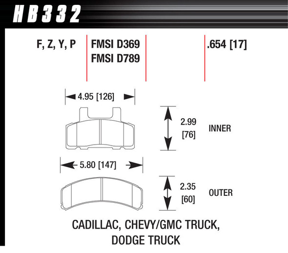Performance Street Brake Pads (4) (HAWHB332F654)