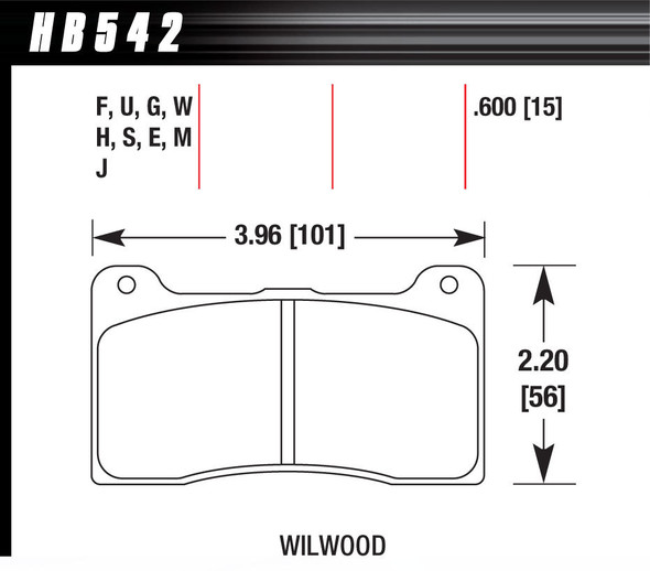 Brake Pad Billet DynaPro Narrow DTC-60 (HAWHB542G600)