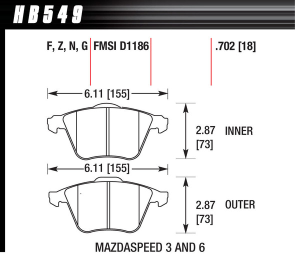 Performance Street Brake Pads (4) (HAWHB549F702)