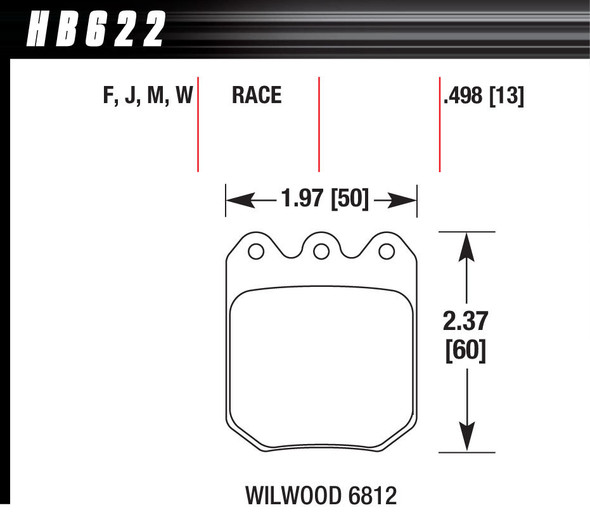 Brake Pad Set Wilwood DLS DTC-30 6812 (HAWHB622W490)