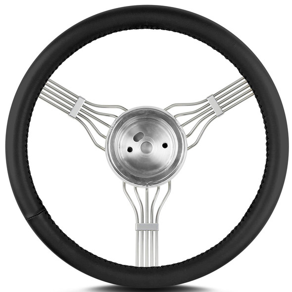 Steering Wheel Newstalgi c Banjo Pol. w/Blk Wrap (LEC55301)