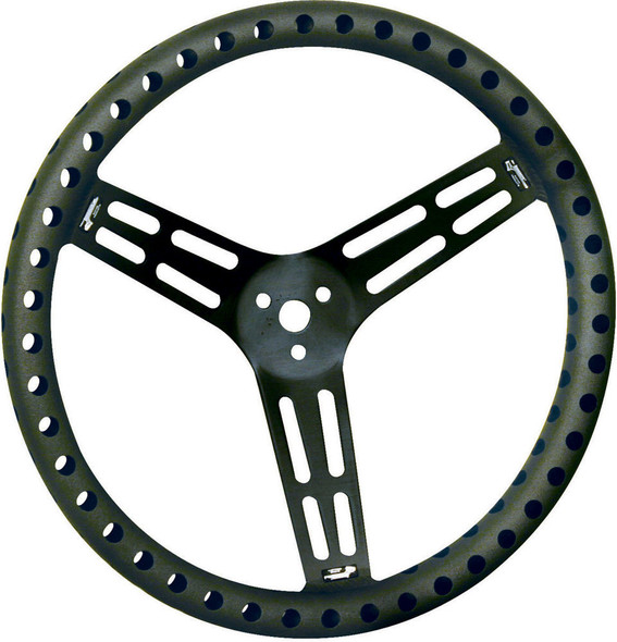 Steering Wheel 15in Dished Drilled Black (LON52-56838)