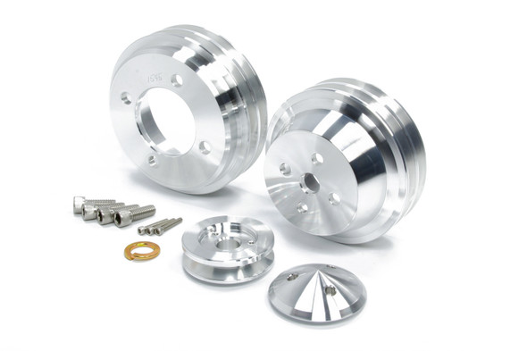 Ford SB Hi Flow Pulley Kit Clear Powder Coat (MPP1637)