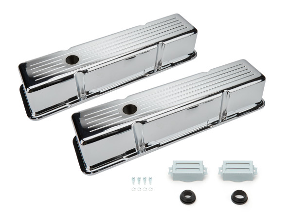 SBC Aluminum Valve Cover Chrome Ball Milled Pair (RPCR6130C)