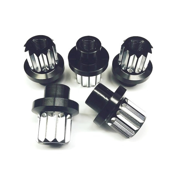 Billet Aluminum 12pt Lug Nuts - 1/2" Short Shank Black Machined