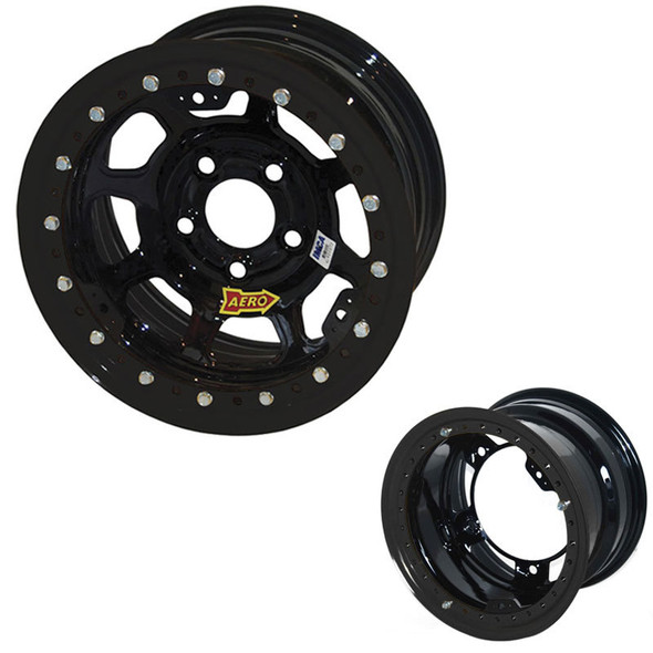 Wheel 15x8 1in B/S Black w/ Black Ring (ARW53-185010B)