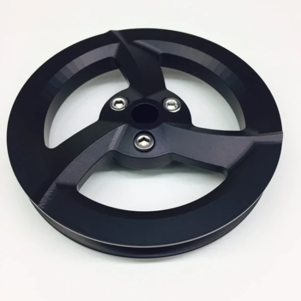 Black Billet Vacuum Pump Pulley - 3 Blade