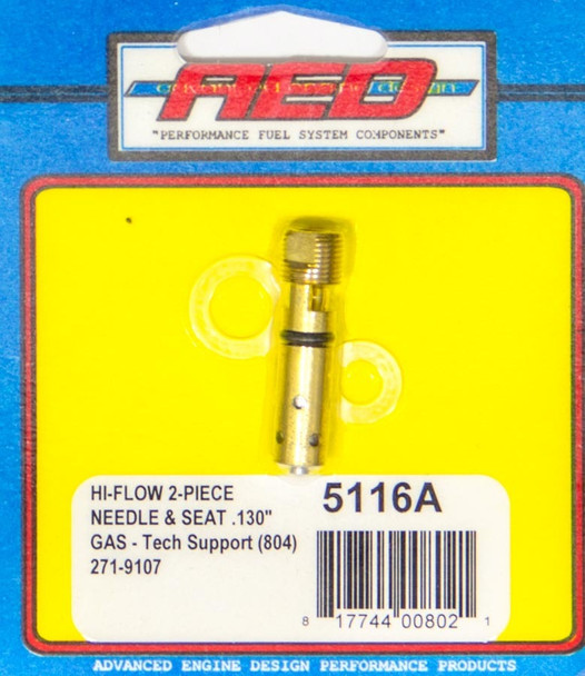 .130 Bottom Feed Hi-Flow Needle & Seat - Each (AED5116A)
