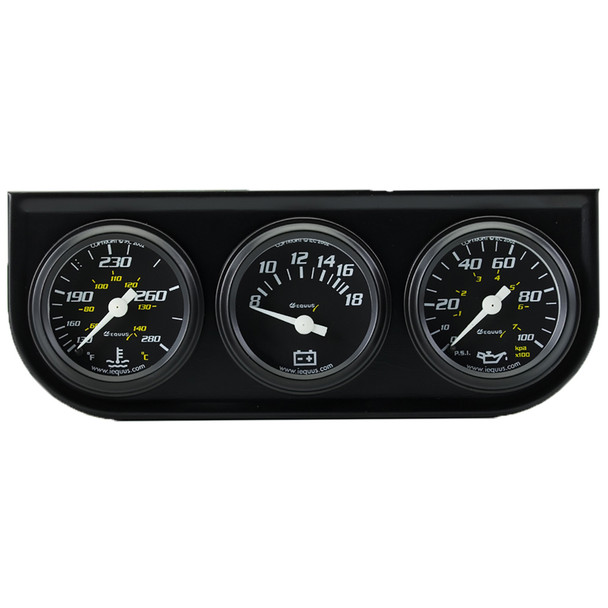 1-1/2 Dia Triple Gauge Set w/Black Panel (EQUE6100)