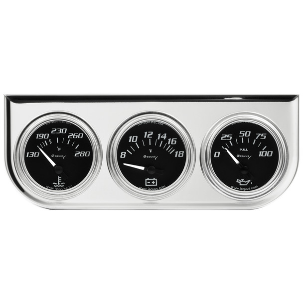 2.0 Dia Triple Gauge Set w/Chrome Panel (EQUE7200)