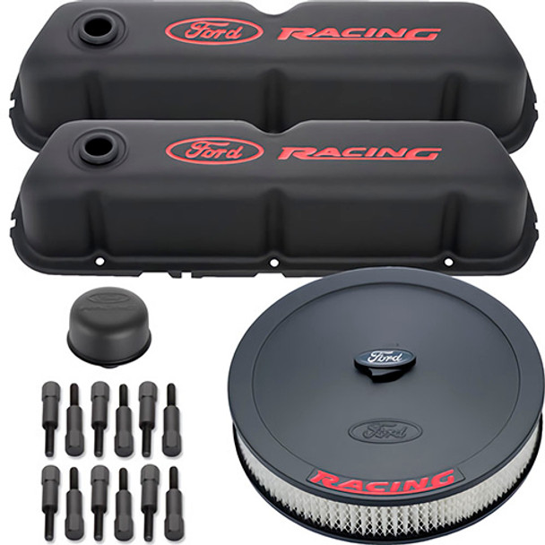 Engine Dress up Kit Black w/Ford Racing Logo (FRD302-500)