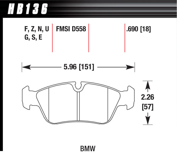 Brake Pads DTC-60 BMW Front (HAWHB136G690)