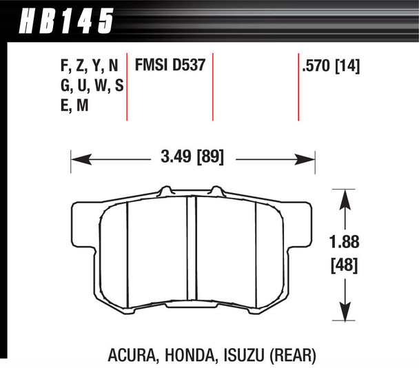 Street Brake Pads Rear Honda HP Plus (HAWHB145N570)