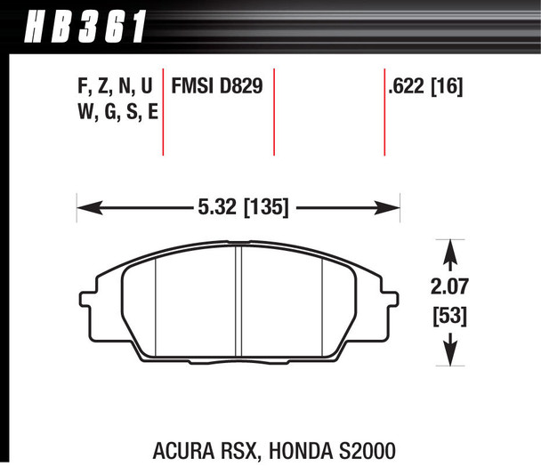 Street Brake Pads Front RSX / S2000 HP Plus (HAWHB361N622)